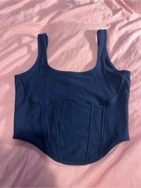 PINK Victoria's Secret Navy Ribbed Corset Tank